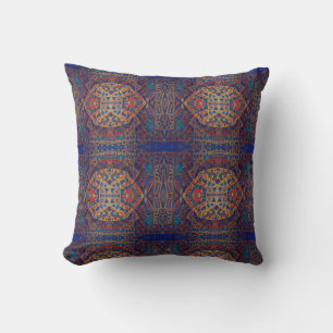 Marokkaanse mozaïek rood goud turquoise geometrisc kussen