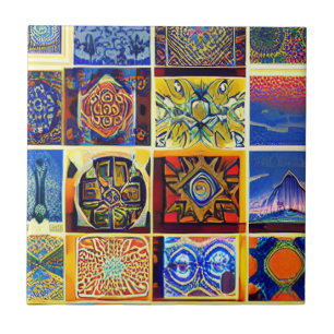 Marokkaanse mozaïekmulticolor abstracte kunst tegeltje