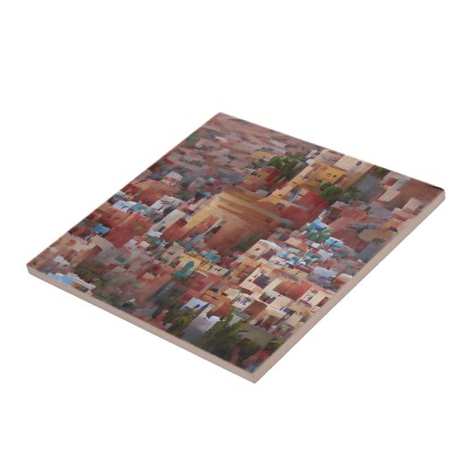 Marokkaanse mozaïekstad abstracte digitale kunst tegeltje (Zijkant)