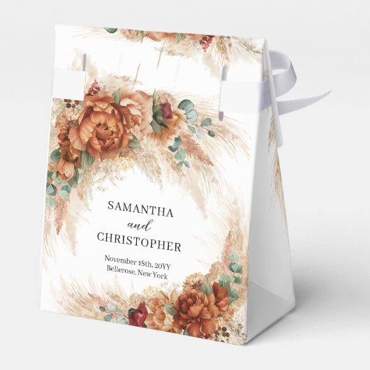 Marokkaanse pampa's en terracotta bloemen strand b bedankdoosjes (Achterkant)