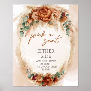 Marokkaanse Pampas terracotta Kies een stoel aan w Poster