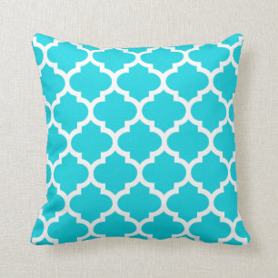 Marokkaanse Quatrefoil Aqua Pillow Kussen