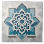 Marokkaanse Quatrefoil Blauw en Wit Marmer Tegeltje (Voorkant)