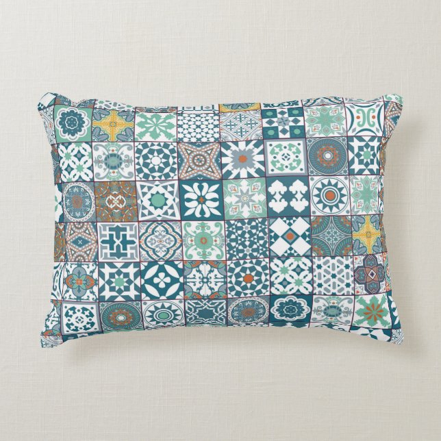 Marokkaanse sinaasappel-kalkturkooi accent kussen (Voorkant)