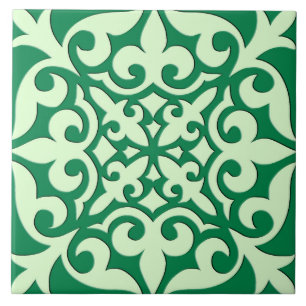 Marokkaanse smaragdgroen en lichtgroene tegel - tegeltje