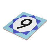 Marokkaanse ster blauw nummer tegeltje (Zijkant)