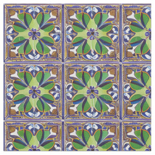Marokkaanse Stijl Blauw & Groen Tegel Patroon Gema Stof