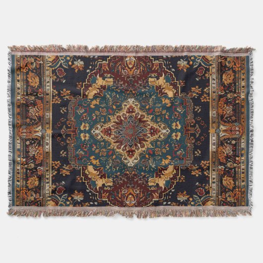 Marokkaanse stijl rood blauw deken (Voorkant)