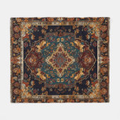 Marokkaanse stijl rood blauw fleece deken (Voorkant (Horizontaal))