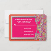 Marokkaanse Tangerine en Fuchsia Trouw Uitnodiging (Voorkant)