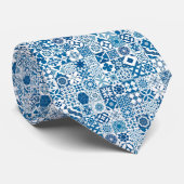 Marokkaanse tegel - blauw en wit stropdas (Opgerold)