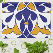 Marokkaanse Tegel Blue Yellow Bohemian Pattern Theedoek (Gevouwen)