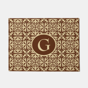 Marokkaanse tegel, chocoladebruin, met monogram deurmat