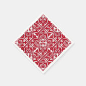 Marokkaanse tegel - donkerrood en wit servetten (Hoek)