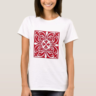 Marokkaanse tegel - donkerrood en wit t-shirt