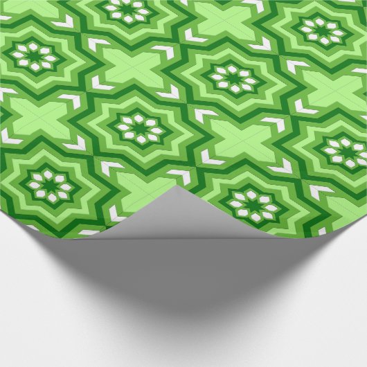 Marokkaanse Tegel, Emerald, Lime Green en White Cadeaupapier (Hoek)