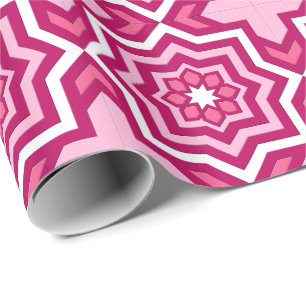 Marokkaanse Tegel, Fuchsia, Pastel Pink en White Cadeaupapier
