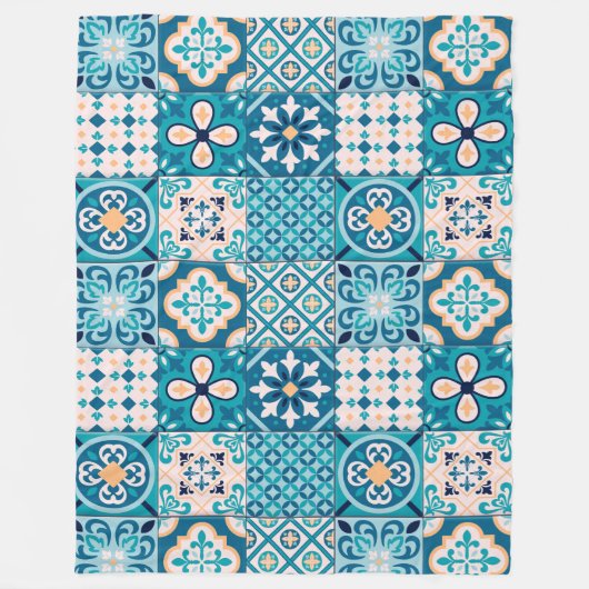 Marokkaanse Tegel/Kilt Patroon Fleece Deken (Voorkant)