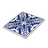 Marokkaanse tegel, marineblauw en wit tegeltje (Zijkant)