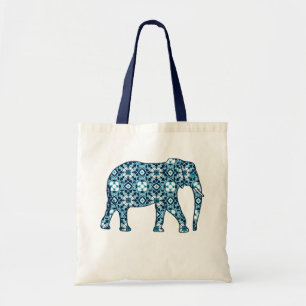 Marokkaanse Tegel olifant, kobalt, zeemacht en lic Tote Bag