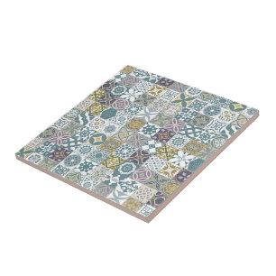 Marokkaanse tegel - pastelblauw en goud tegeltje