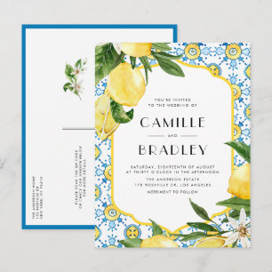 Marokkaanse Tegel Patroon en Citroenen QR Code Tro Uitnodiging Briefkaart