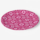 Marokkaanse Tegel Patroon, Fuchsia en Pastel Pink Papieren Bordje (Gekanteld)