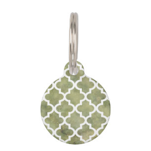 Marokkaanse Tegel Trellis Pattern over Moss Green Huisdierpenning