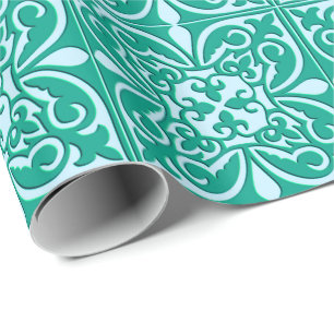 Marokkaanse tegel - turquoise blauw en aqua cadeaupapier