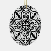 Marokkaanse tegel - wit met zwarte achtergrond keramisch ornament (Rechts)