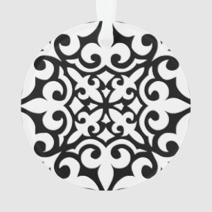 Marokkaanse tegel - wit met zwarte achtergrond ornament