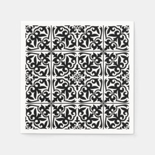 Marokkaanse tegel - wit met zwarte achtergrond servetten