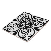 Marokkaanse tegel - wit met zwarte achtergrond tegeltje (Zijkant)