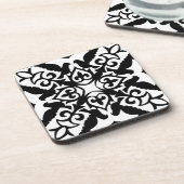 Marokkaanse tegel - zwart met witte achtergrond drankjes onderzetter (Linkerzijde)