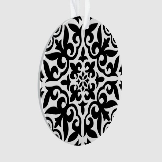 Marokkaanse tegel - zwart met witte achtergrond ornament (voorkant)