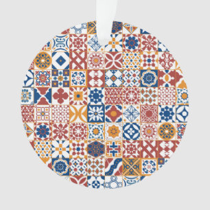 Marokkaanse tegels - blauw en bordo ornament