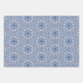 Marokkaanse tegels, blauwe tegel, All-Over Print Inpakpapier Vel