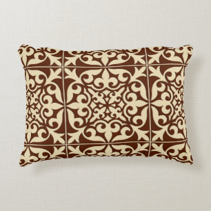 Marokkaanse tegels - chocoladebruin en beige decoratief kussen