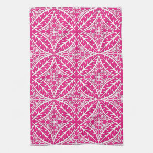 Marokkaanse tegels - fuchsia roze en wit theedoek