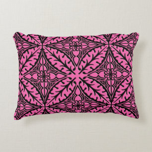 Marokkaanse tegels - fuchsia roze en zwart decoratief kussen