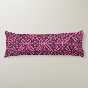 Marokkaanse tegels - fuchsia roze en zwart lichaamskussen