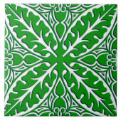 Marokkaanse tegels - groene en witte smaragdvis tegeltje (Voorkant)