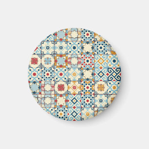 Marokkaanse tegels, kleurrijk naadloos patroon. magneet