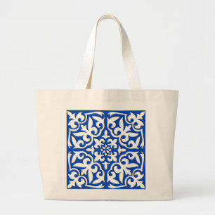 Marokkaanse tegels - kobalt blauw en wit grote tote bag