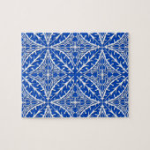 Marokkaanse tegels - kobalt blauw en wit legpuzzel (Horizontaal)