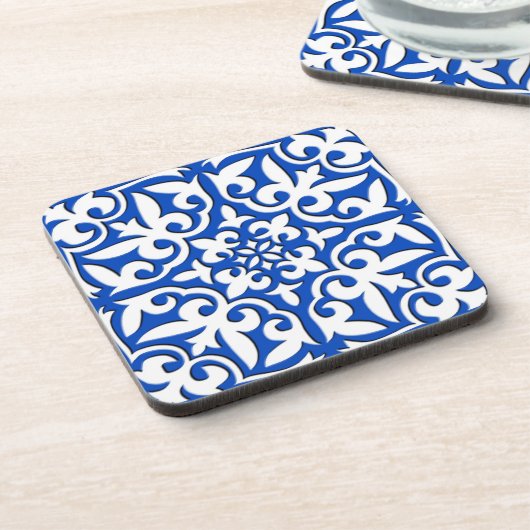 Marokkaanse tegels - kobalt blauw en wit onderzetter (Linkerzijde)