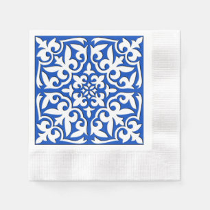 Marokkaanse tegels - kobalt blauw en wit servetten