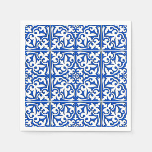 Marokkaanse tegels - kobalt blauw en wit servetten