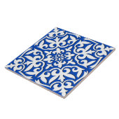 Marokkaanse tegels - kobalt blauw en wit tegeltje (Zijkant)