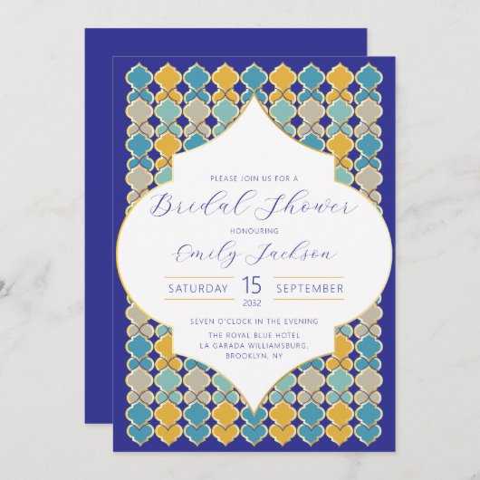 Marokkaanse Tegels Koningsblauw Goud Kaart (Voorkant / Achterkant)